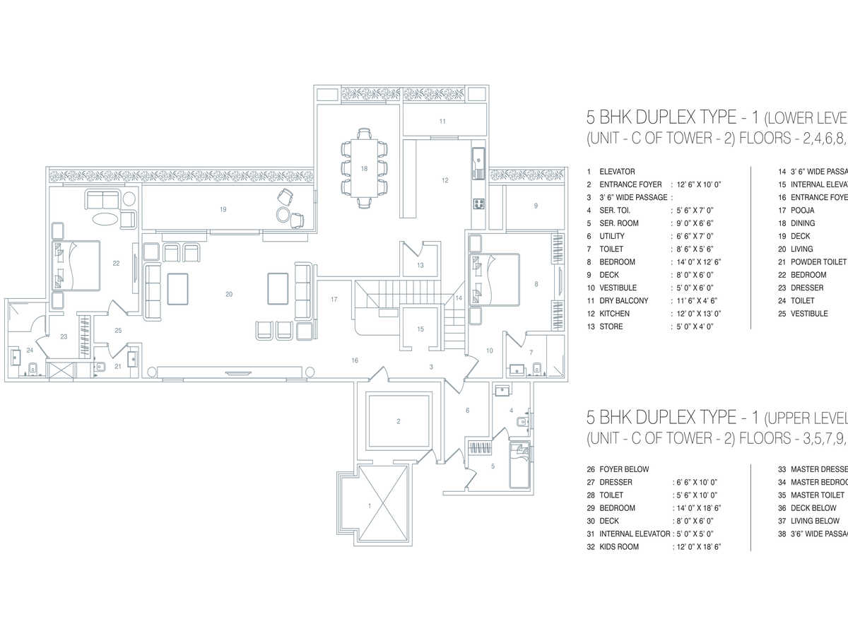 5 BHK Traditional Floor Plan