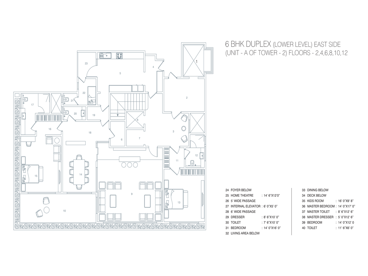 6 BHK Floor Plan
